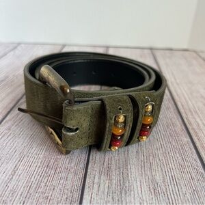 A. Brod Green Suede Genuine Leather Statement Belt 2X
